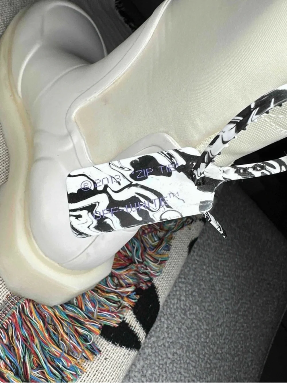 White Cream Platform Rain Boots with Pink Sole